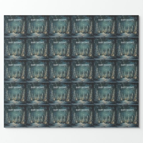 Winter Night Forest  Wrapping Paper