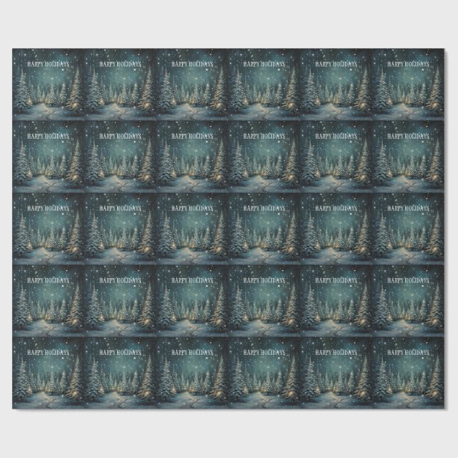 Winter Night Forest  Wrapping Paper (Flat)