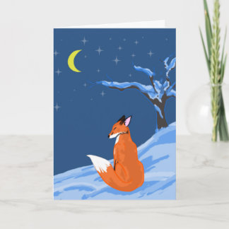 Winter Night Fox Greeting Card