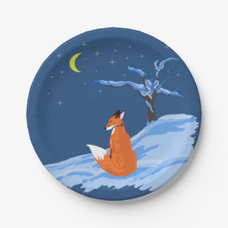 Winter Night Fox Paper Plates