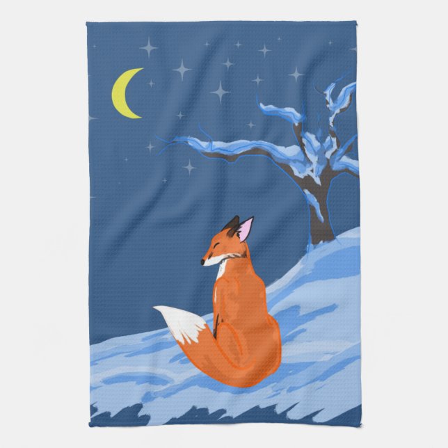 Winter Night Fox Towel (Vertical)