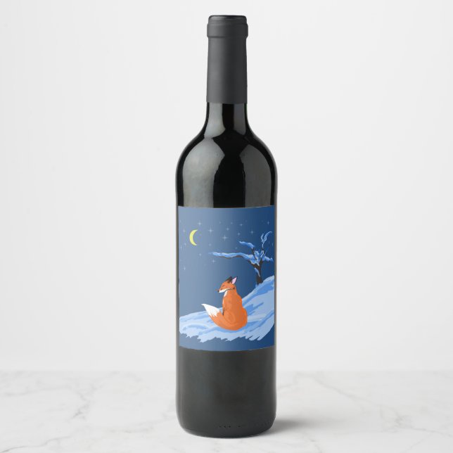Winter Night Fox Wine Label (Front)