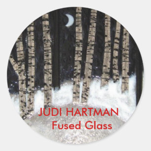Winter Night Fused Glass Classic Round Sticker