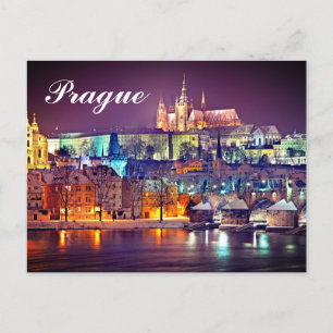 Winter night in Prague czech republic Postcard