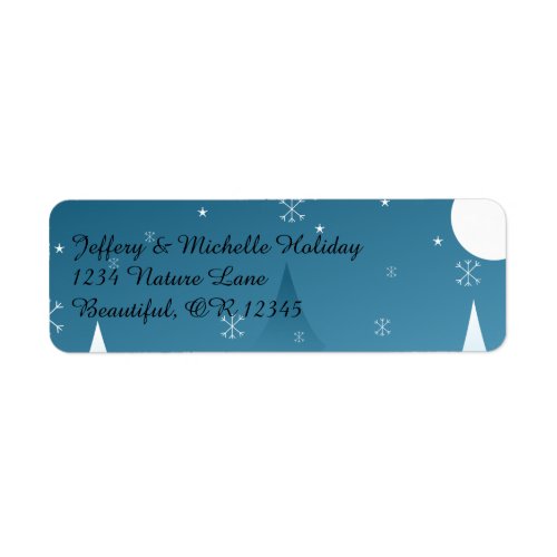 Winter Night Moon and Snowflakes Address Labels