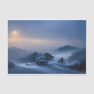 Winter Night Mountain Snow Moon Painting Tissue Paper