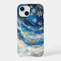Winter Night Sky and Snowflakes Phone Case