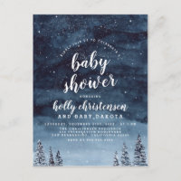 Winter Night Sky Gender Neutral Baby Shower Invitation Postcard