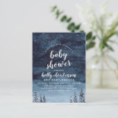 Winter Night Sky Gender Neutral Baby Shower Invitation Postcard (Standing Front)