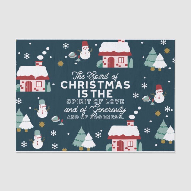 Winter Night Village Scene with Christmas Spirit Tissue Paper (Front)