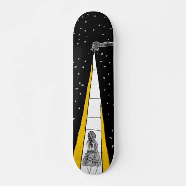 Winter Night Walk Skateboard Deck (Front)