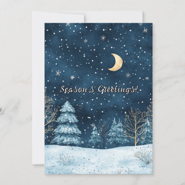 Winter Night Watercolor Christmas Season Holiday (Front)