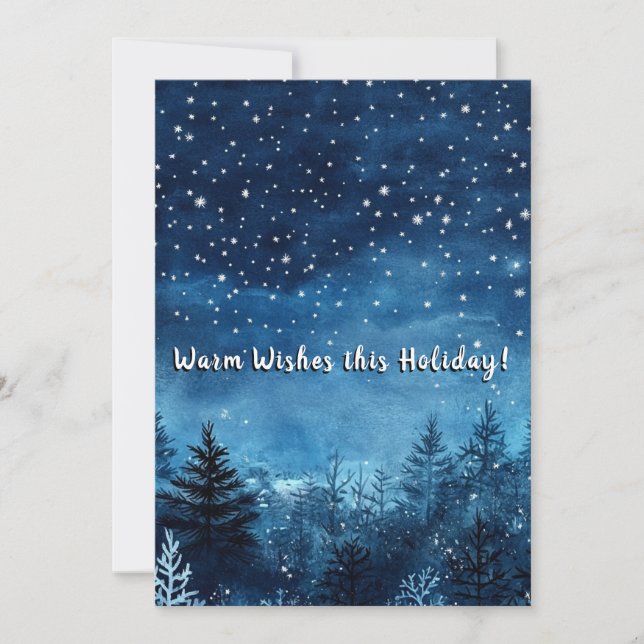 Winter Night Watercolor Christmas Season Holiday (Front)