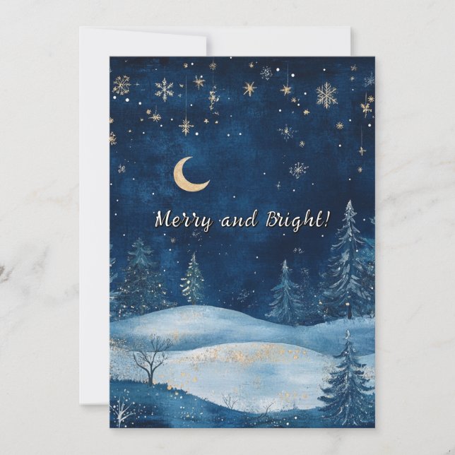 Winter Night Watercolor Christmas Season Holiday (Front)