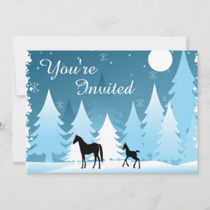 Winter Night Woodland Horse Baby Shower Invitation