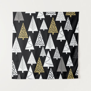 Winter Nights: Gold-Silver Trees. Tapestry