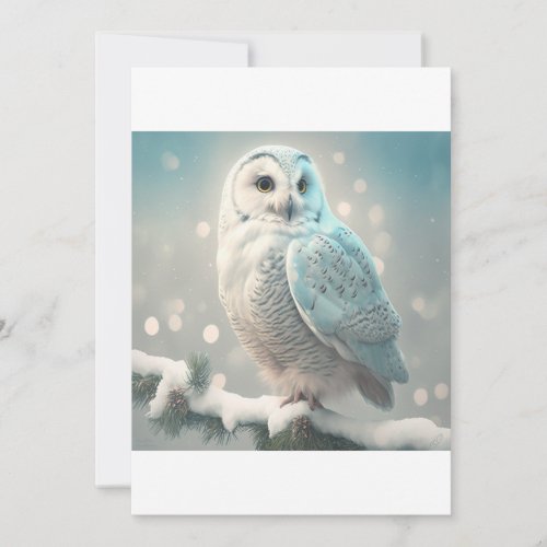 Winter Nights Snowy Owl  Christmas T_Shirt Holiday Card