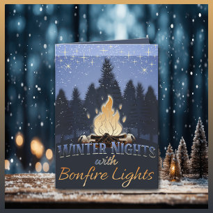 Winter Nights with Bonfire Lights Holiday Card