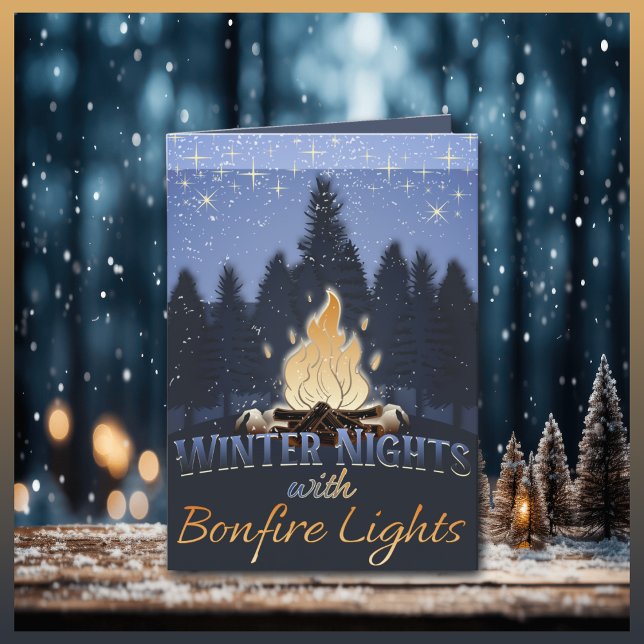 Winter Nights with Bonfire Lights Holiday Card (Creator Uploaded)