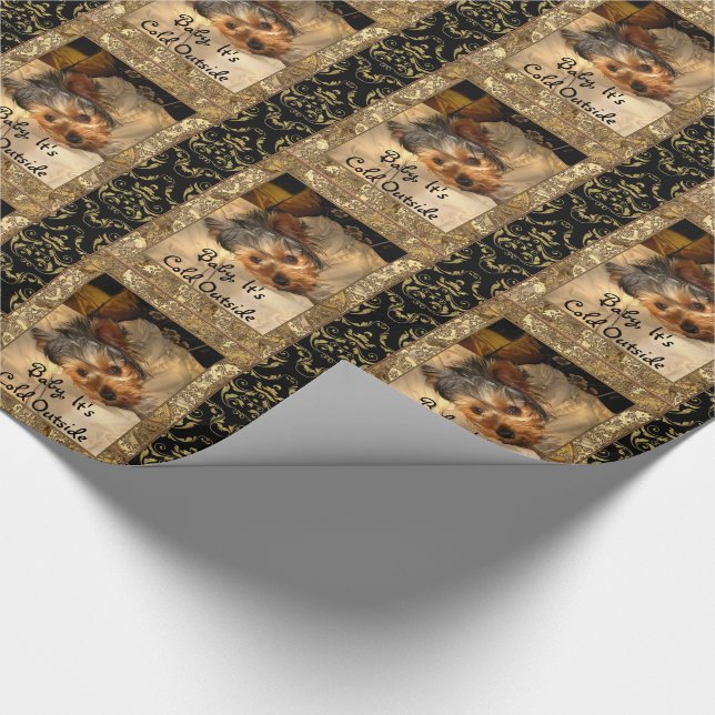 Winter Nights Yorkie Customize Wrapping Paper (Corner)
