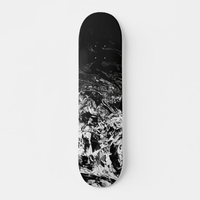 Winter Nite black white geometric gradient swirls Skateboard (Front)
