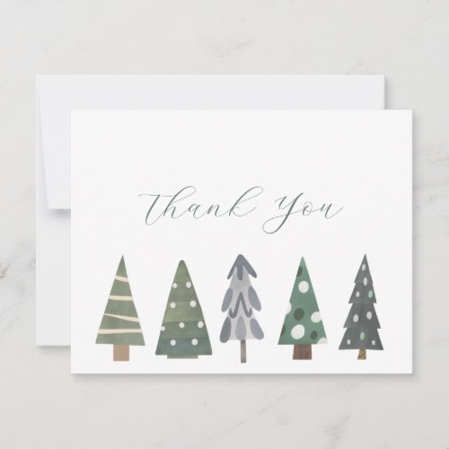 Winter Nordic Christmas Trees Thank You Note Cards