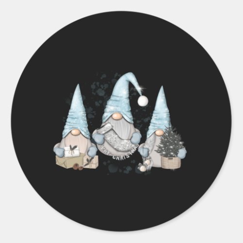 Winter Nordic Gnomes Classic Round Sticker