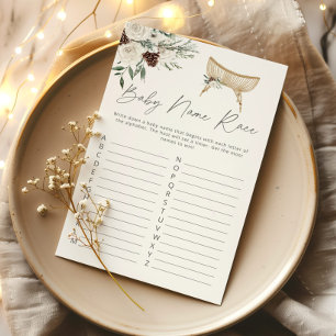 Winter nursery baby name race baby shower game