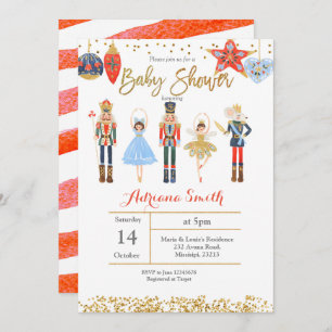 Winter Nutcracker baby shower Invitation Red