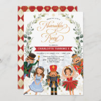 Winter Nutcracker Greenery Wreath Birthday Party Invitation