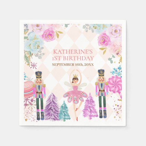 Winter Nutcracker Land of Sweets 1st Birthday Napkins