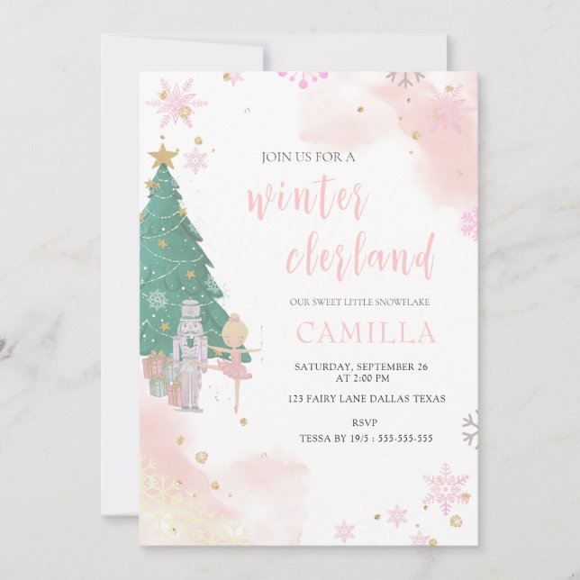 Winter Nutcracker Onederland 1st Birthday  Invitation (Front)
