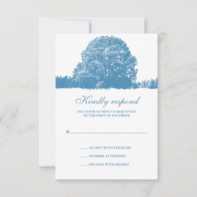 Winter Oak Tree Wedding Response Card (Front)