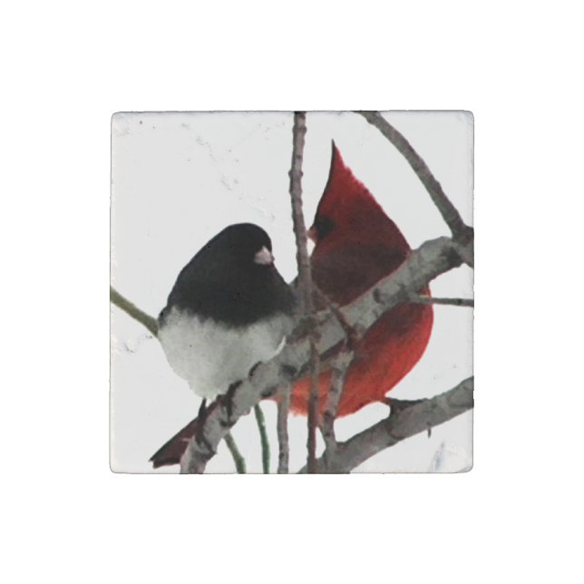 Winter Odd Couple Stone Magnet (Front)