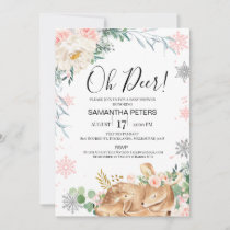 Winter Oh Baby Deer Fawn Baby Shower Invitation