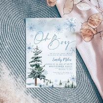 Winter Oh Boy invitation, Boy Baby Shower Invitation