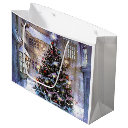 Winter Old Town Large Christmas Tree  Large Gift Bag