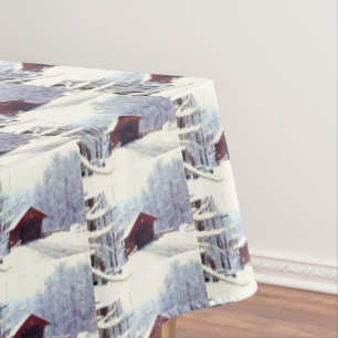 WINTER ON THE COVERED BRIDGE TABLECLOTH