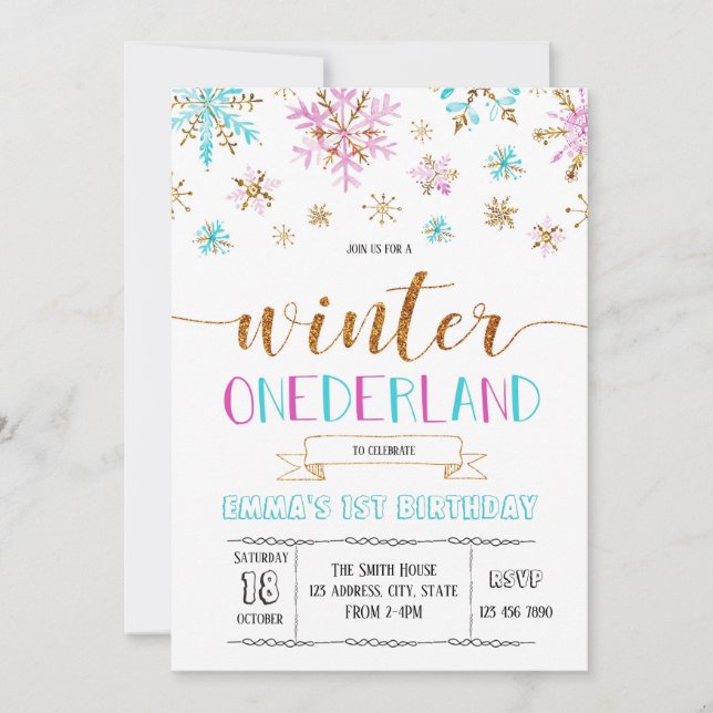 Winter Onderland birthday invitation (Front)