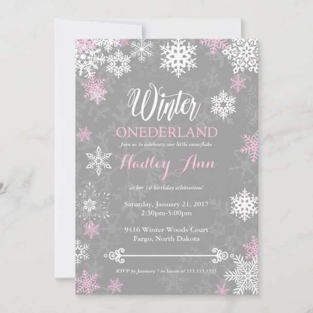 Winter Onderland First Birthday Invitation (Front)