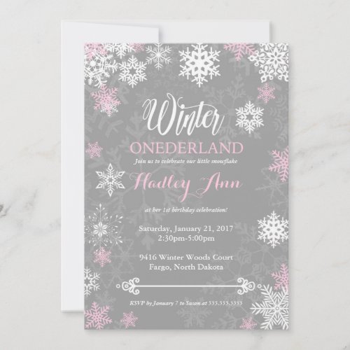 Winter Onderland First Birthday Invitation