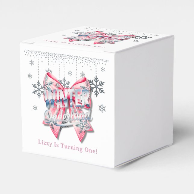 Winter Onderland Girl 1st. Birthday Party  Favor Boxes (Front Side)