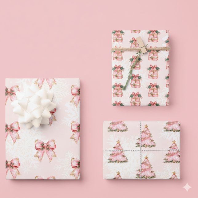 Winter Onderland Girl 1st Birthday Pink Wrapping Paper Sheets (Creator Uploaded)