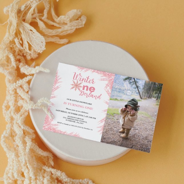 Winter Onderland  Girl First Birthday Party Invita Invitation (Creator Uploaded)