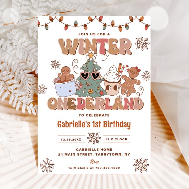  Winter Onderland Groovy Christmas Birthday Party Invitation (Creator Uploaded)