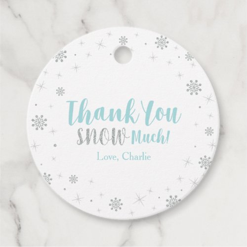 Winter onderland Silver  Blue 1st Birthday Party Favor Tags