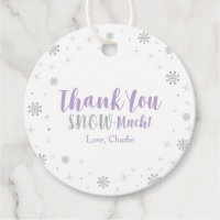 Winter onderland, Silver & Purple Girl Baby Shower Favor Tags