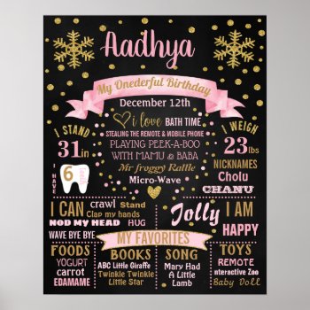 Winter Onderland Snowflakes Birthday Party Sign by 10x10us at Zazzle