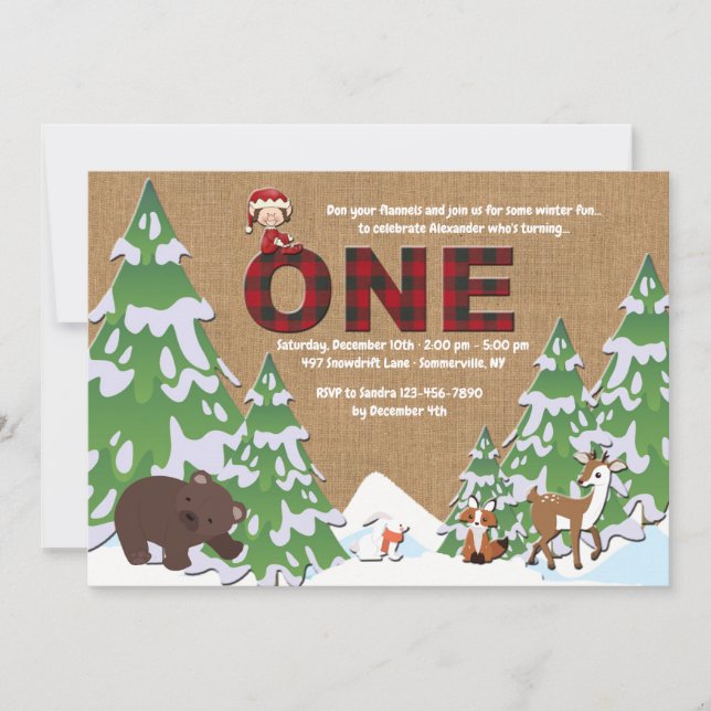 Winter One Birthday Party Invitation (Front)