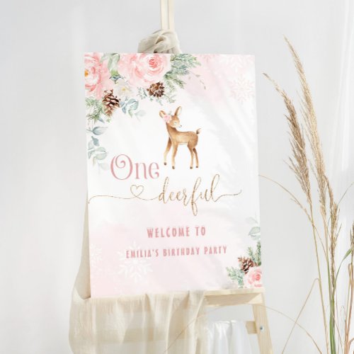 Winter One_deer_ful deer blush birthday welcome Foam Board